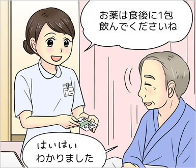 ありがちなケース2 薬の説明を理解していたはずの患者さんに 入院初日に問題が起きました Plus Chugai 中外製薬医療関係者向けサイト 看護師 保健師向け